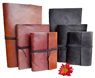 Leather Bound Notebook/journal/diary 100% Recycled Handmade Paper Fair Trade • £16.95