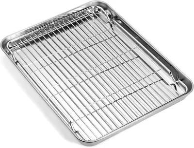 Stainless Steel Baking Sheet With Rack Set Oven Tray & Cookie Sheet Roast Pan • $18.74