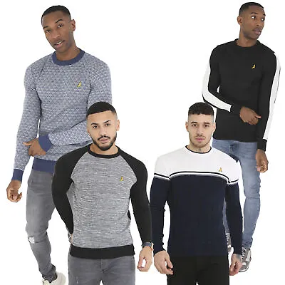 Brave Soul Mens Crew Neck Light Rib Knitted Jumper Warm Pullover Sweater Top • £17.99