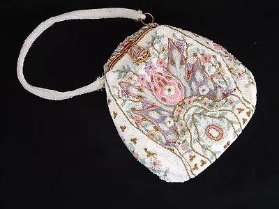 Lovely Vintage Made In France French Micro Beaded Purse W/ Mirror • $149.99