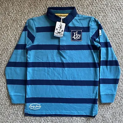 Lazy Jacks Rugby Polo Shirt Youth Boys Size 11-13 Blue Striped Long Sleeve NWT • £17.06