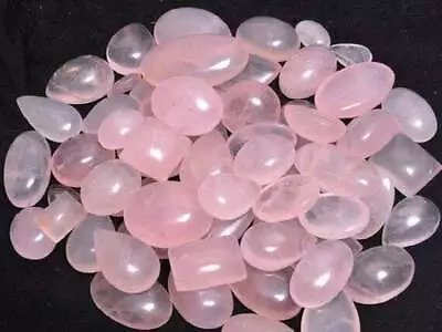 Natural Semi Precious Mixed Shape Rose Quartz Cabochons Loose Gemstone Lot • $88.99