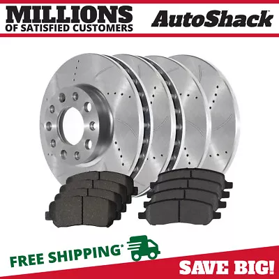 Front & Rear Drilled Slotted Brake Rotors Silver & Pads For Dodge Dart 2.4L • $152.96