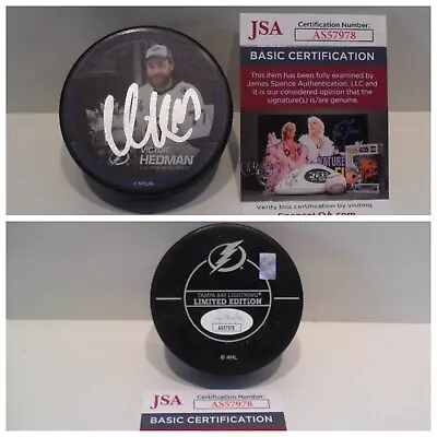 Victor Hedman Signed Tampa Bay Lightning Puck Conn Smythe Photo Puck JSA COA • $99.99