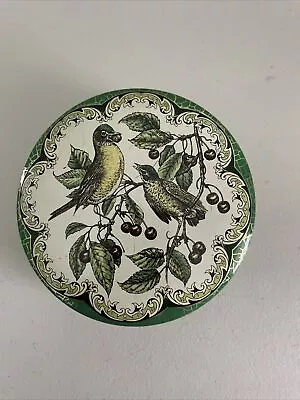 VTG Daher Decorated Ware Birds Berries Round Tin Metal Trinket Box Lid • $10