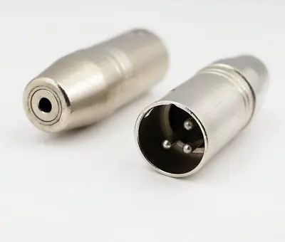 (Pack Of 2) Metal XLR 3 Pin Male To 3.5mm Female Adaptor Converter Connector UK • £8.08