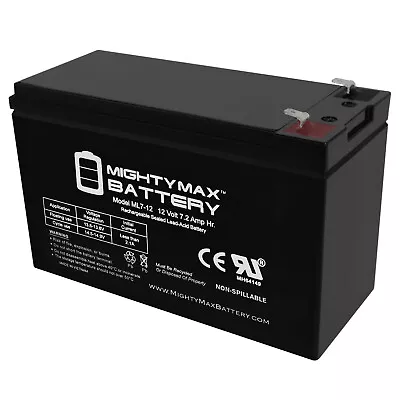 Mighty Max ML7-12 - 12 Volt 7.2 AH F1 Terminal Rechargeable SLA AGM Battery • $19.99