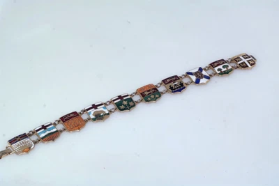$40 • Buy Vtg Canada Provinces Territory Enamel Travel Shield Panel Bracelet