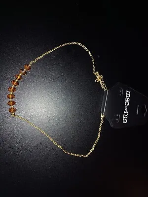 Mac And Me Gold Tone Necklace Amber Tone Beads • $11