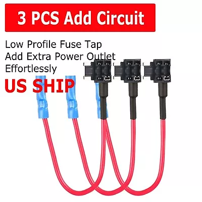 3X Pack 12V Car Add Circuit Fuse Tap Adapter Mini Low Profile Blade Holder • $4.99