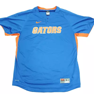 Nike Florida Gators Jersey Shirt Men Large Blue Orange Dri-Fit Mesh Henley Team • $25.46