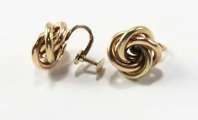 $699 • Buy Tiffany & Co. T&co.14k Yellow/rose Gold Love Knot Screw Back Stud Earrings