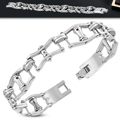 Stainless Steel Silver-Tone Mens Link Bracelet 8.5  • $24.99