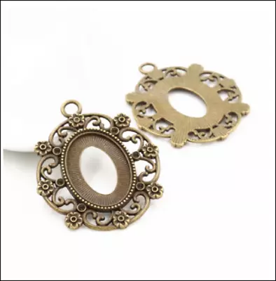 £3.50 • Buy 8pcs ornate Bronze Cabochon Oval Setting  Fits 18x25mm Cameo 