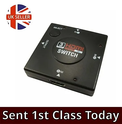 £10.99 • Buy 3 Port HDMI Switch Box 3 Devices To 1 Screen 3D HDTV Auto Detects Video Signal