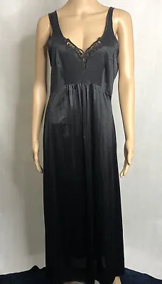 $17.49 • Buy Vtg Colesce Couture Nylon Full Slip Dress Black Negligee USA Size L Large