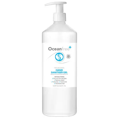 Hand Sanitiser Gel Sanitizer 70% Alcohol - 1L Litre - Unscented - Ocean Free • £119.99