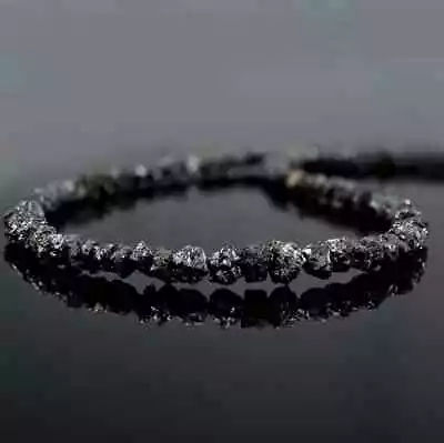 $100 • Buy Natural Black Rough Diamond Beads Nuggets 925 Silver 18  Strand Women Necklace 