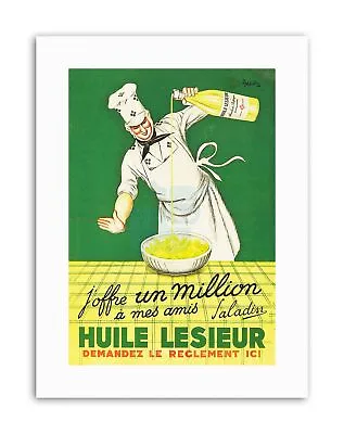 £12.99 • Buy Lesieur Salad Oil Chef Food Bottle France Canvas Art Print