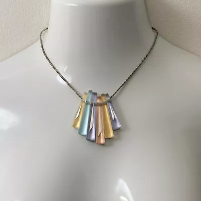 Alexis Bittar Pastel Rainbow Pink Purple Blue Gold Moma Puzzle Necklace • $199