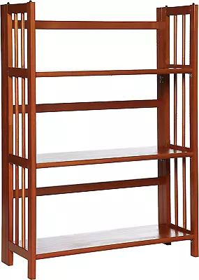 3-Shelf Folding Stackable Bookcase (27.5  Wide)-Mahagony • $114.39