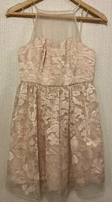 £7.99 • Buy ARIANA GRANDE LIPSY London Lace Effect Mini Prom Dress Blush UK 10 VGC CG T03