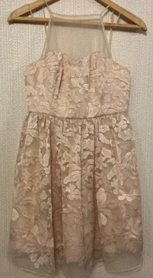 £7.99 • Buy ARIANA GRANDE LIPSY London Lace Effect Mini Prom Dress Blush UK 10 VGC CG T03