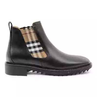 Burberry Vintage Check Detail Leather Chelsea Boots 46 (13 US) $950 • $550