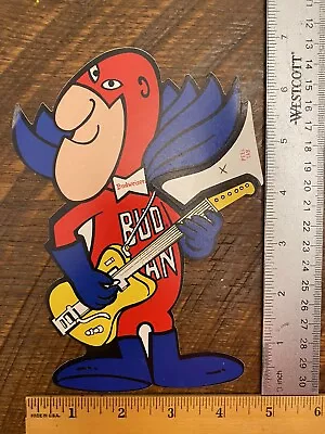 Vintage Bud Man Decal Sticker Retro Budweiser Guitar 7” X4.5” Advertisement Beer • $9.95