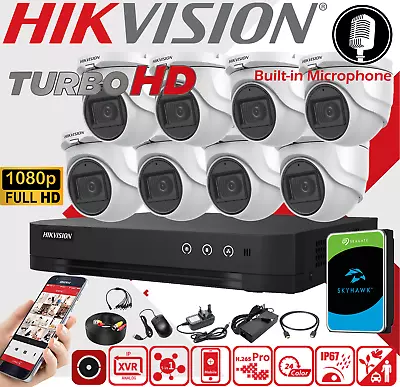 Hikvision CCTV System Security Audio Mic Camera Outdoor HD 1080P Night Vision UK • £106