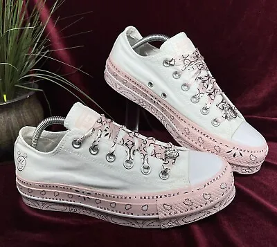 Converse X Miley Cyrus Chuck Taylor All Star Low Lift-Sz. 8 PINK PAISLEY/WHITE • $49.98