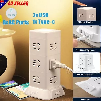 8 Way 2 USB PD Charging Power Board Outlets Socket Charger Ports Surge Protector • $27.99