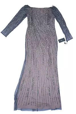 Adrianna Papell Womens Beaded Off-The-Shoulder Formal Evening Dress Size 6 • $54.99