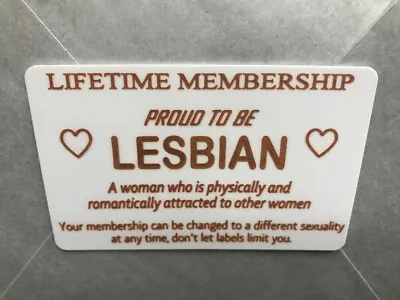 LESBIAN Lifetime Membership Card Pride LGBTQ Gay Identity Community Love Heart  • £3.99