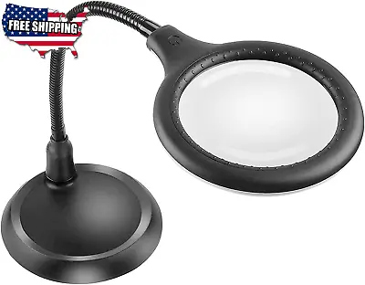 5X Dimmable Magnifying Lamp Large Hands Free Magnifying Glass With Light Stand  • $40.99