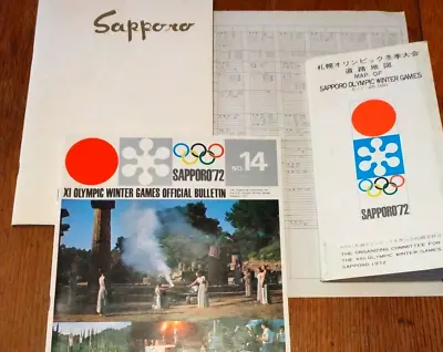 1972 Winter Olympic Games Official Bulletin/Map/Sapporo Visitors Guide & Results • $45