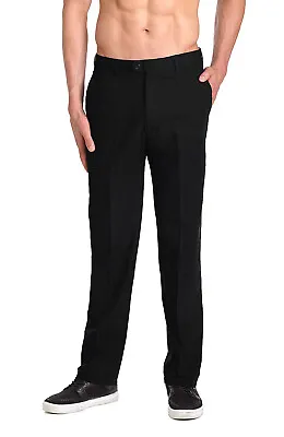 CONCITOR LINEN Men's Dress Pants Trousers Flat Front Slacks Solid BLACK Color 30 • $39.95