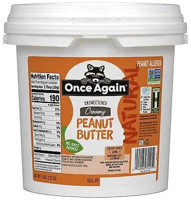 Natural Creamy Peanut Butter 5Lb Pantry Pal (Same As 5 Jars)- Salt Free Unswe • £35.38