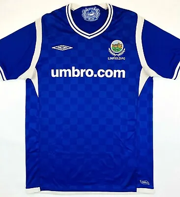 Umbro LINFIELD 2010/11 S Home Football Shirt Soccer Jersey LFC Top Kit Blues • £33.49