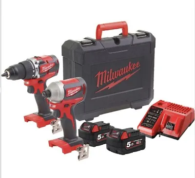 £278 • Buy Milwaukee M18cblpp2a-502c Compact Brushless Combi And Impact Driver Twin 2x5.0ah
