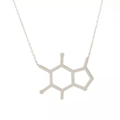 Caffeine Molecule Sterling Silver Necklace - Adjustable Science Jewelry For C... • $29.70