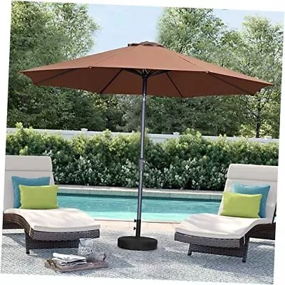 9FT Patio Umbrella Outdoor Table UmbrellaMarket Umbrella With Push Coffee • $63.67