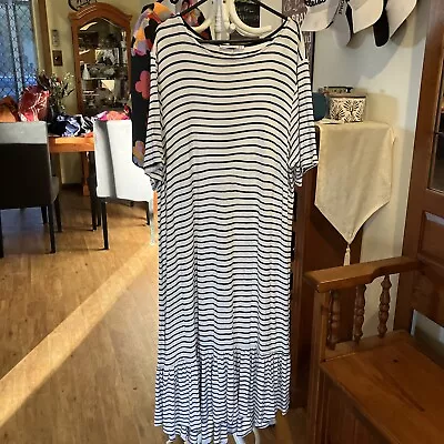 BETTY BASICS Label Women Blue White Stretch Long Maxi Shirt Tshirt Dress Size 14 • $25