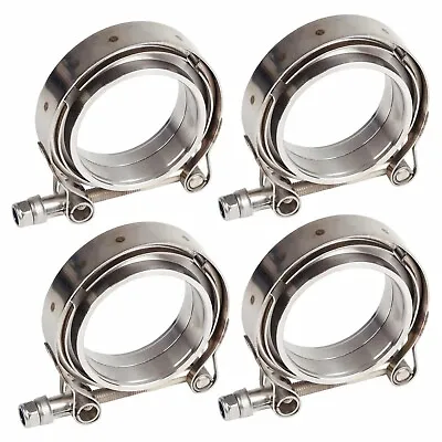 $57.77 • Buy 4X 2.5  Inch V-Band Flange&Clamp Kit For Turbo Exhaust Downpipes Stainless Steel