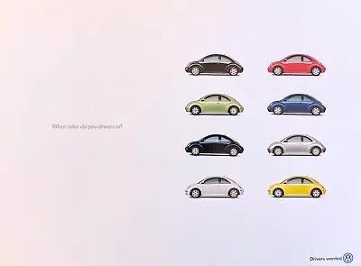 VW Volkswagen 1998 New Beetle Poster -  What Color Do You Dream In?  - 16  X 12  • $14.95