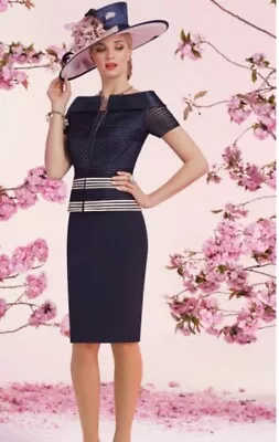 Veni Infantino For Ronald Joyce Navy Pink Peplum Dress Mother Of The Bride  • £145