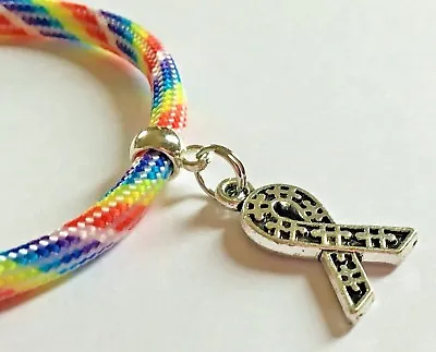 £2.50 • Buy Various Sizes Rainbow Paracord Bracelet & Ribbons Autism Awareness  Charm  