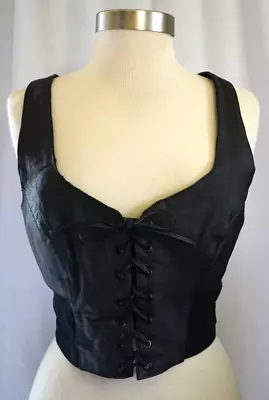 Vintage Wilsons Fine Leather Experts L Black Corset Halter Top Circa 88 • $14.62