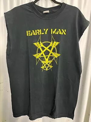 Early Man T Shirt Size L Thrash Vintage Metal Punk Tee VTG Worn Sleeveless • $14.99