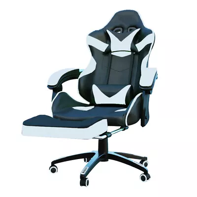 $118.75 • Buy Deluxe Gaming Chair Office Computer Racing Pu Leather Chair White